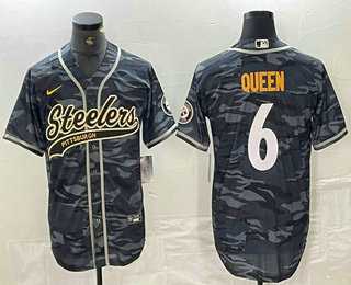 Mens Pittsburgh Steelers #6 Patrick Queen Camo With Patch Cool Base Stitched Baseball Jersey->pittsburgh steelers->NFL Jersey